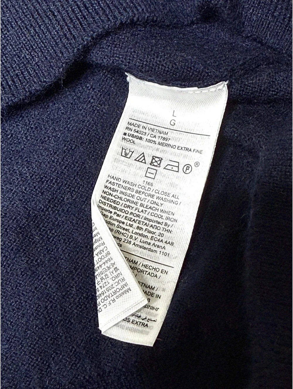 Banana Republic Italian Merino Wool Navy Quarter Zip Sweater Men’s L